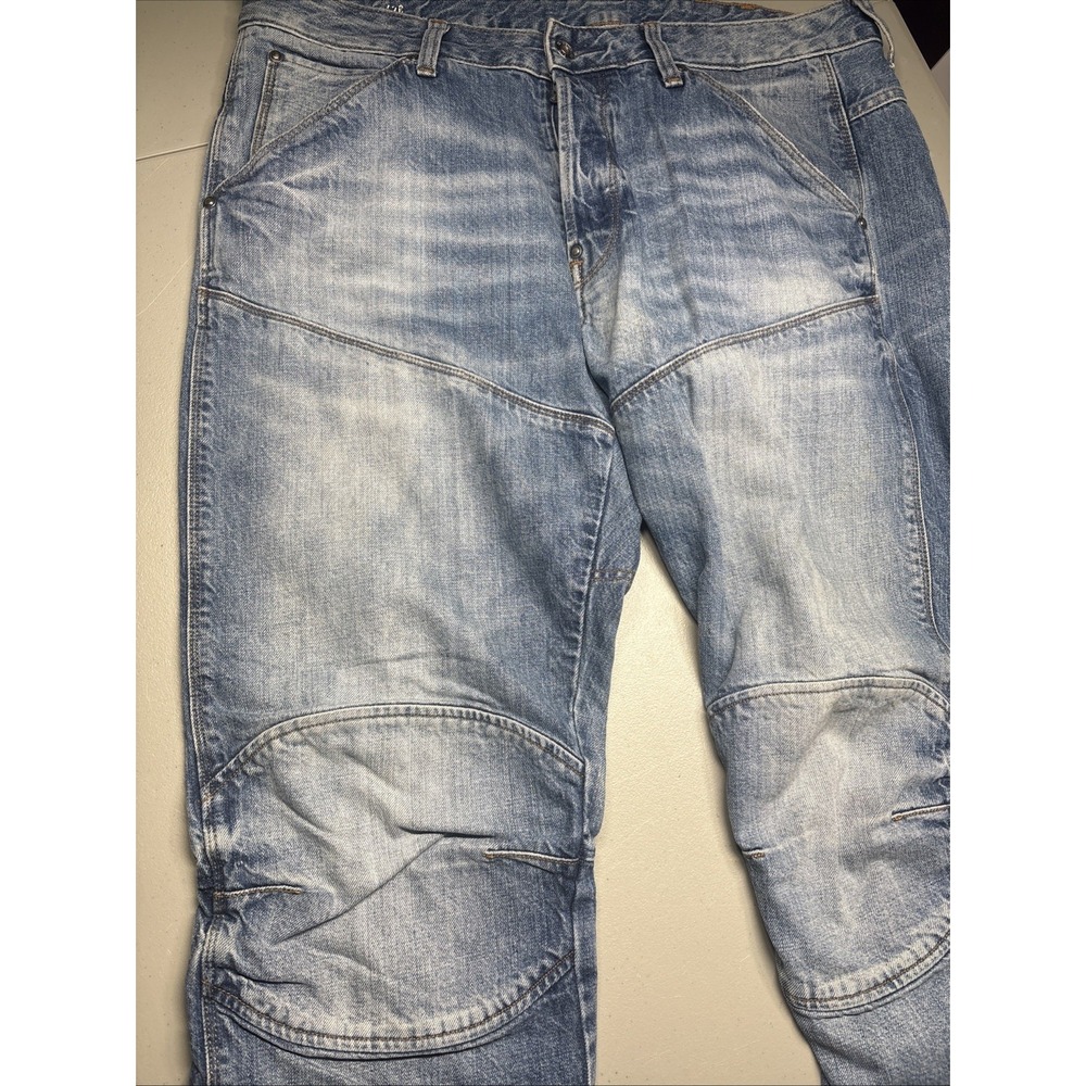 G Star Raw Jeans Mens 34x32 Blue 5620 3D Straight 5 Pocket Denim Button Fly